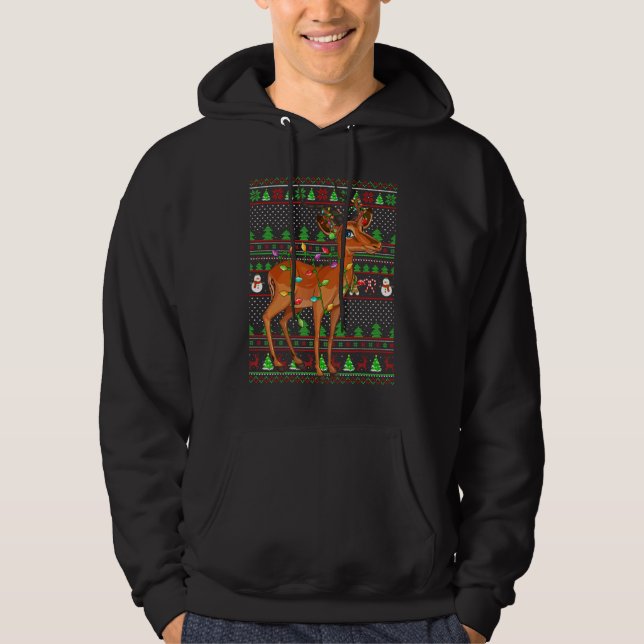 Ugly Xmas Sweater Style Lighting Antelope Christma Hoodie (Vorderseite)
