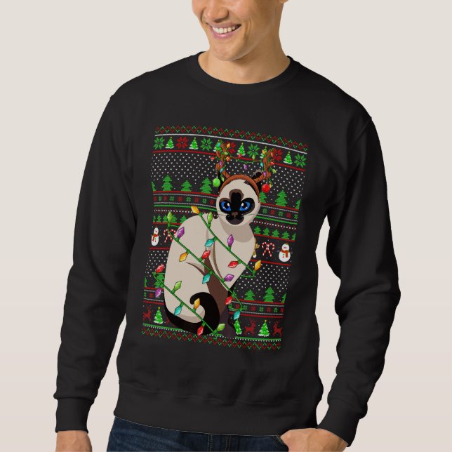 Ugly Xmas Sweater Style Lighting Balinese Cat Chri Sweatshirt (Vorderseite)