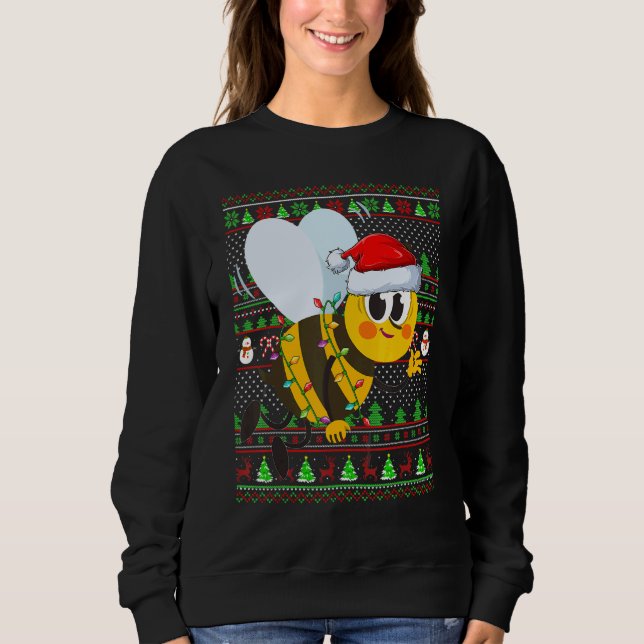 Ugly Xmas Sweater Style Lighting Bee Christmas Sweatshirt (Vorderseite)