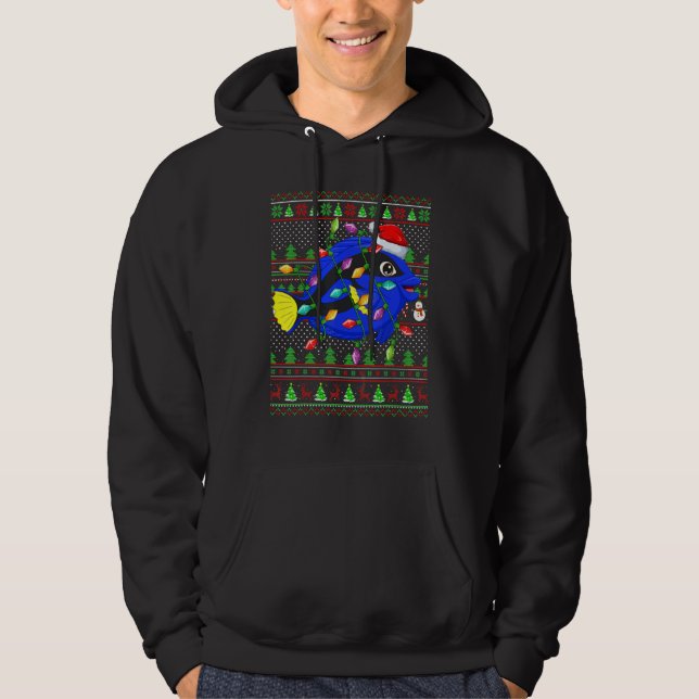 Ugly Xmas Sweater Style Lighting Blue Tang Fish Ch Hoodie (Vorderseite)