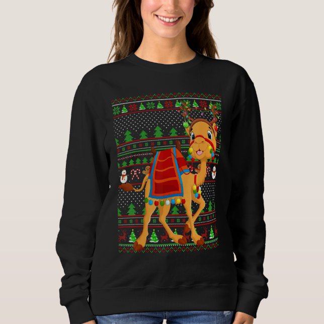 Ugly Xmas Sweater Style Lighting Camel Christmas Sweatshirt (Vorderseite)