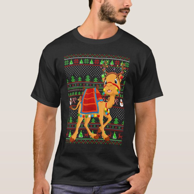 Ugly Xmas Sweater Style Lighting Camel Christmas T-Shirt (Vorderseite)