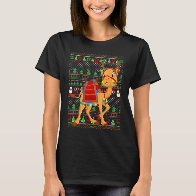 Ugly Xmas Sweater Style Lighting Camel Christmas T-Shirt (Vorderseite)
