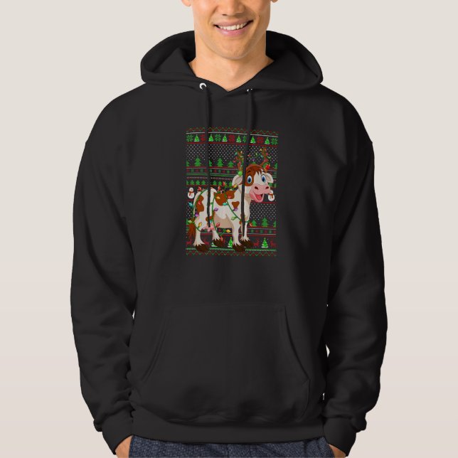 Ugly Xmas Sweater Style Lighting Cattle Christmas  Hoodie (Vorderseite)