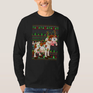 Ugly Xmas Sweater Style Lighting Cattle Christmas T-Shirt