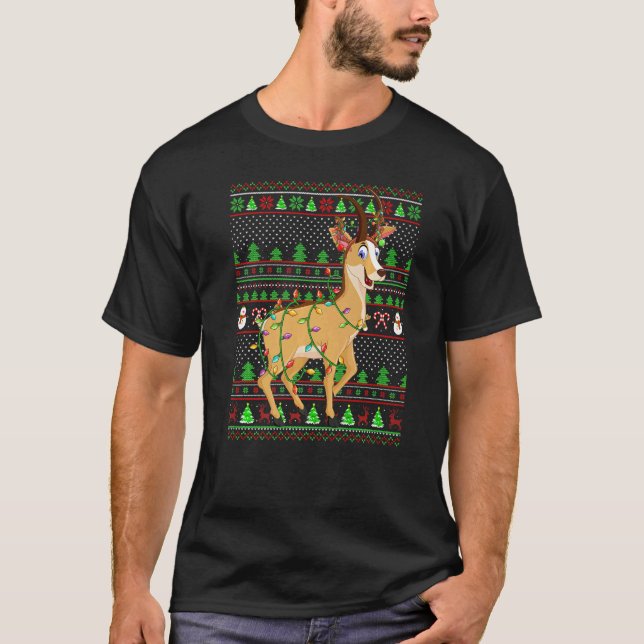Ugly Xmas Sweater Style Lighting Chamois Christmas T-Shirt (Vorderseite)