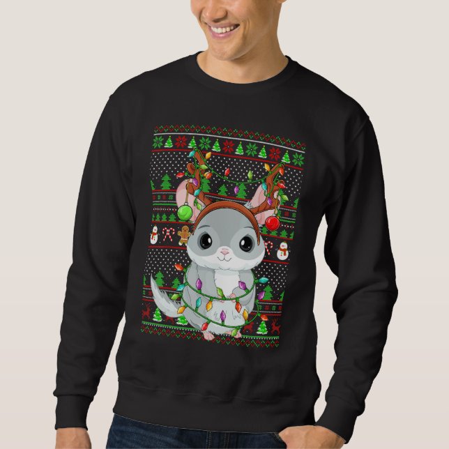 Ugly Xmas Sweater Style Lighting Chinchilla Christ Sweatshirt (Vorderseite)