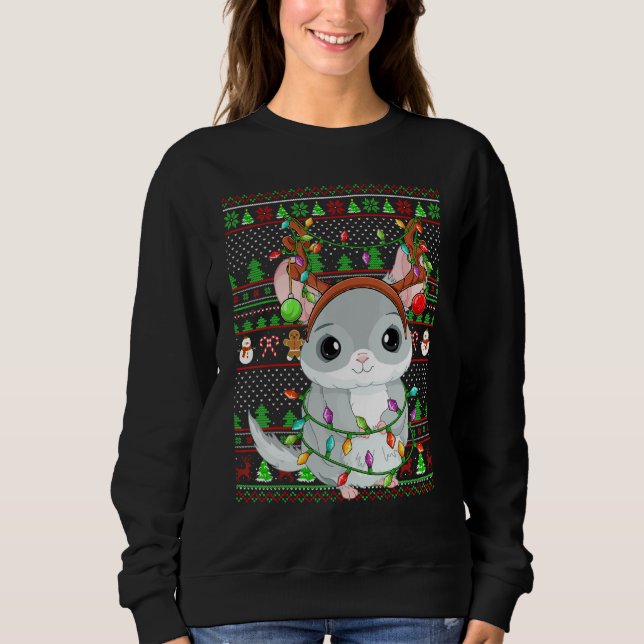 Ugly Xmas Sweater Style Lighting Chinchilla Christ Sweatshirt (Vorderseite)