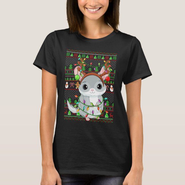 Ugly Xmas Sweater Style Lighting Chinchilla Christ T-Shirt (Vorderseite)