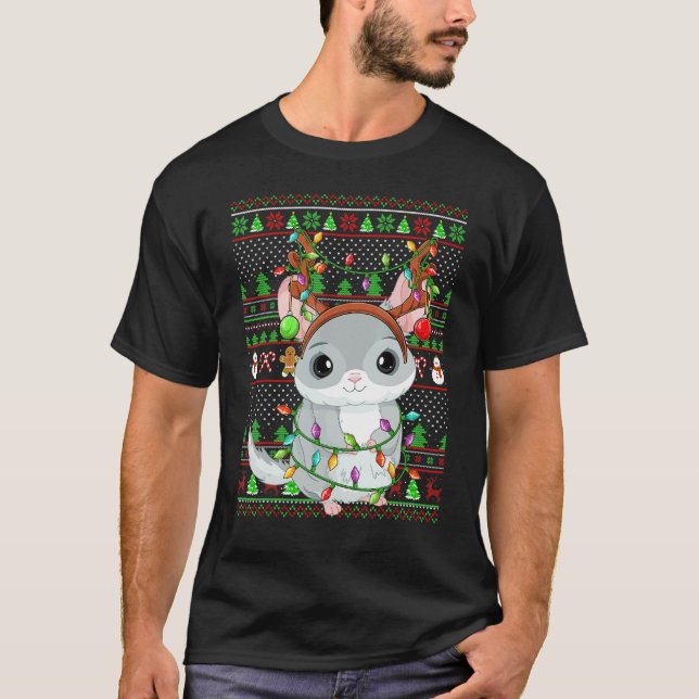 Ugly Xmas Sweater Style Lighting Chinchilla Christ T-Shirt (Vorderseite)