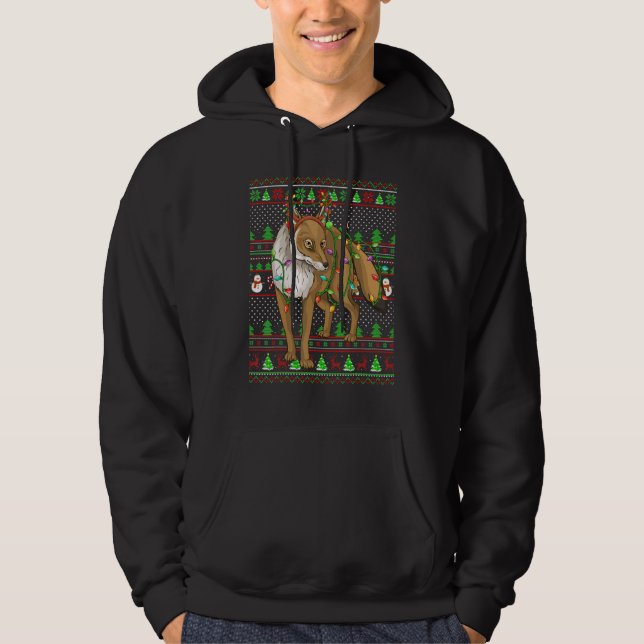 Ugly Xmas Sweater Style Lighting Coyote Christmas Hoodie (Vorderseite)