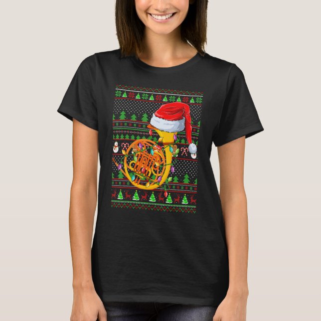 Ugly Xmas Sweater Style Lighting French Horn Chris T-Shirt (Vorderseite)