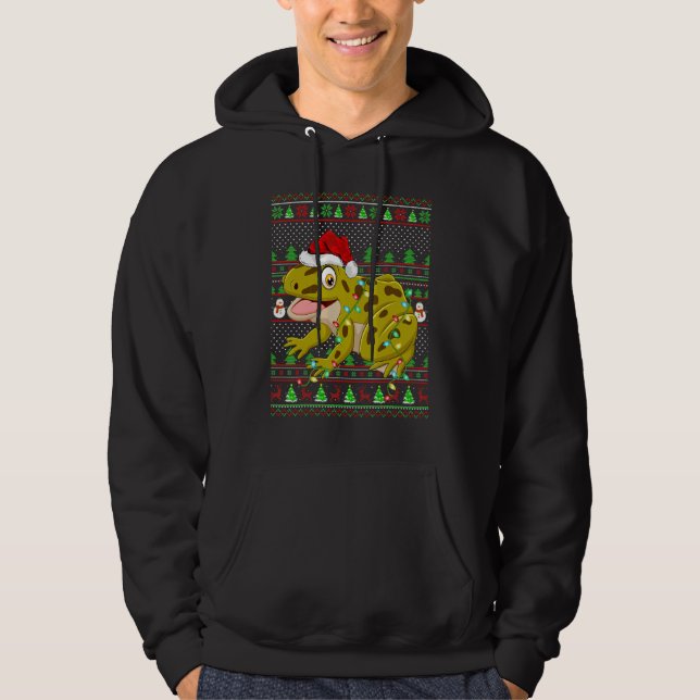 Ugly Xmas Sweater Style Lighting Frog Christmas Hoodie (Vorderseite)