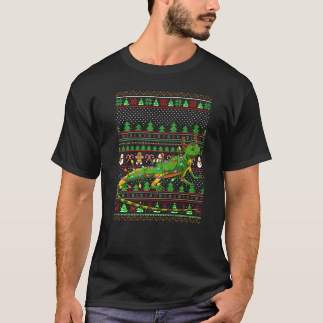 Ugly Xmas Sweater Style Lighting Gecko Lizard Chri T-Shirt (Vorderseite)