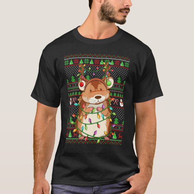 Ugly Xmas Sweater Style Lighting Gerbil Christmas T-Shirt (Vorderseite)