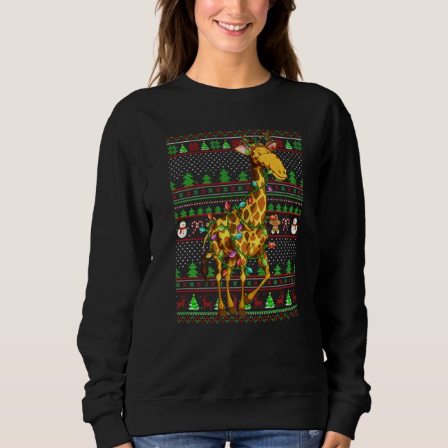 Ugly Xmas Sweater Style Lighting Giraffe Christmas Sweatshirt (Vorderseite)