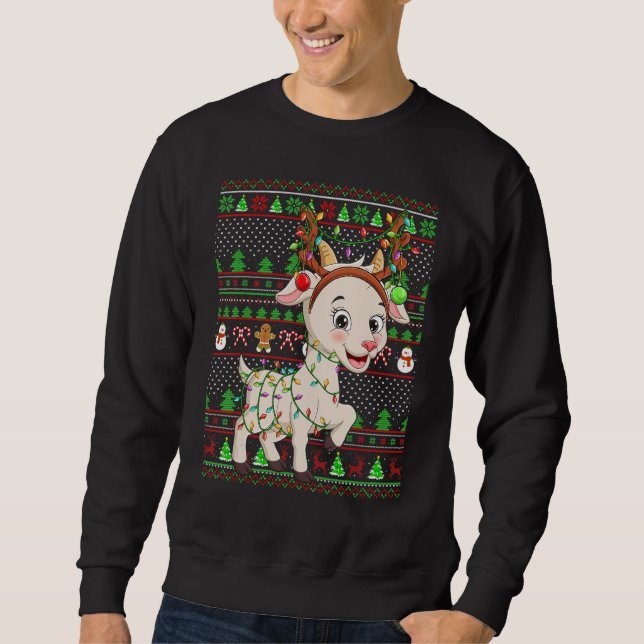 Ugly Xmas Sweater Style Lighting Goat Christmas Sweatshirt (Vorderseite)