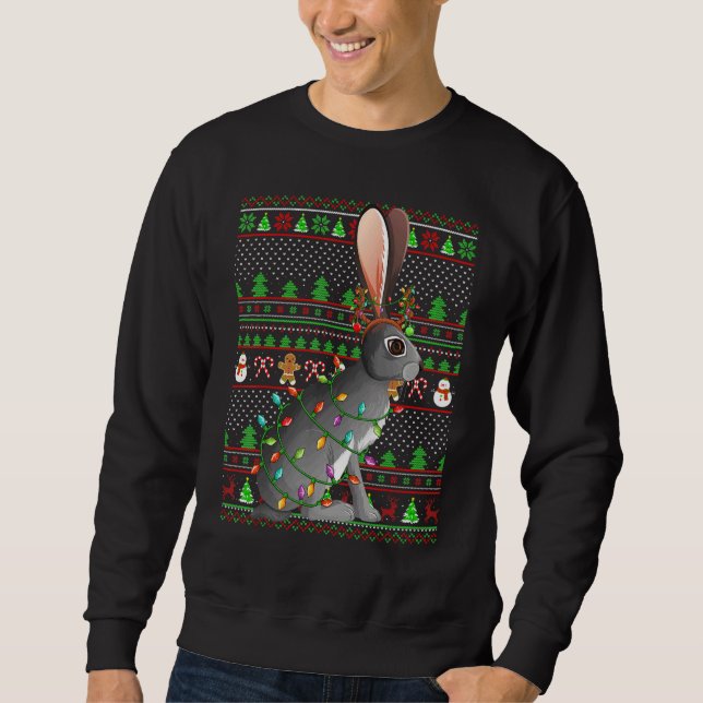 Ugly Xmas Sweater Style Lighting Hare Christmas Sweatshirt (Vorderseite)