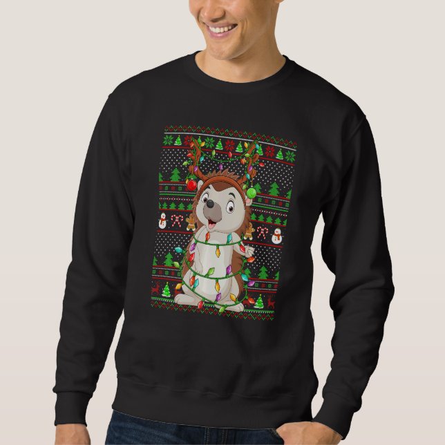Ugly Xmas Sweater Style Lighting Hedgehog Christma Sweatshirt (Vorderseite)