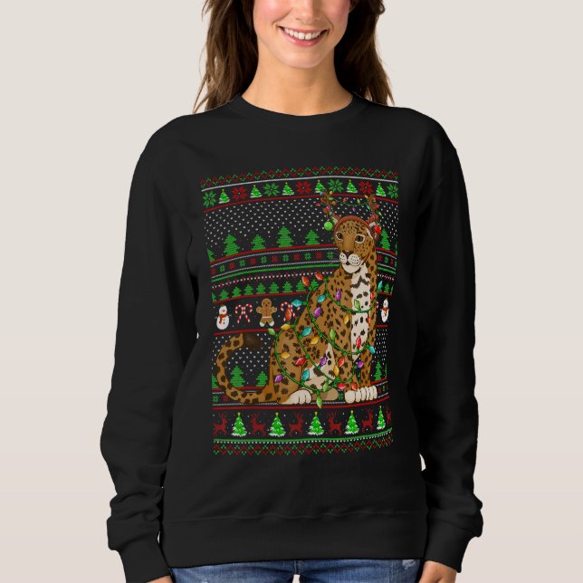 Ugly Xmas Sweater Style Lighting Jaguar Christmas Sweatshirt (Vorderseite)