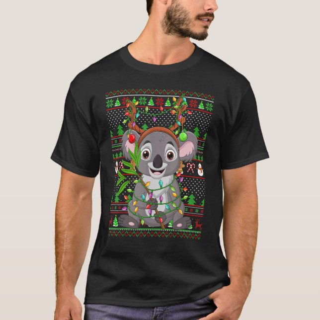 Ugly Xmas Sweater Style Lighting Koala Christmas T-Shirt (Vorderseite)