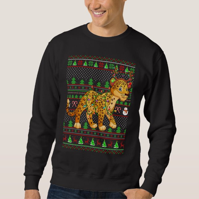 Ugly Xmas Sweater Style Lighting Leopard Christmas Sweatshirt (Vorderseite)