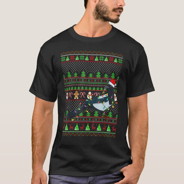 Ugly Xmas Sweater Style Lighting Magpie Bird Chris T-Shirt (Vorderseite)