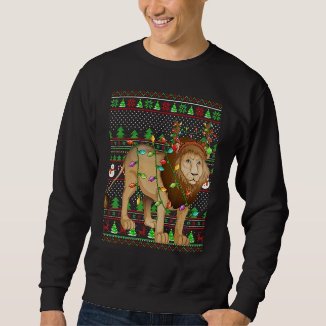 Ugly Xmas Sweater Style Lighting Mountain Lion Chr Sweatshirt (Vorderseite)