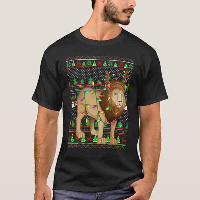 Ugly Xmas Sweater Style Lighting Mountain Lion Chr T-Shirt (Vorderseite)