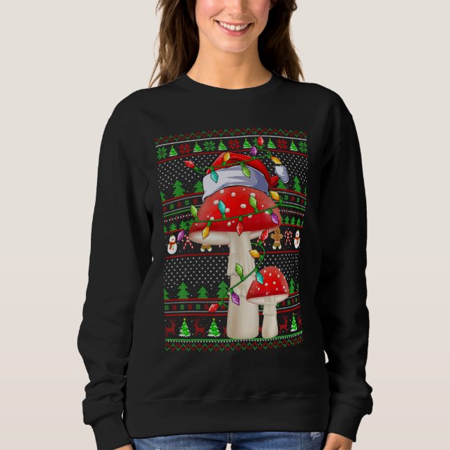 Ugly Xmas Sweater Style Lighting Mushroom Christma Sweatshirt (Vorderseite)