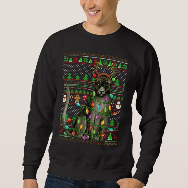 Ugly Xmas Sweater Style Lighting Panther Christmas Sweatshirt (Vorderseite)
