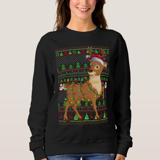 Ugly Xmas Sweater Style Lighting Reindeer Christma Sweatshirt (Vorderseite)