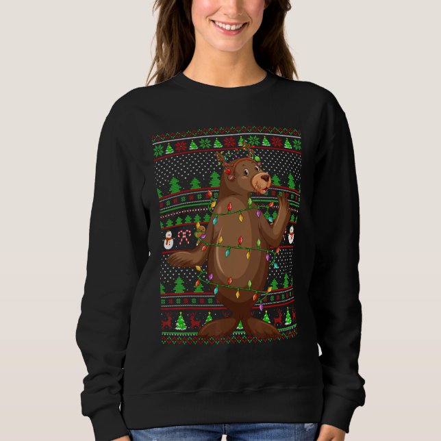 Ugly Xmas Sweater Style Lighting Sea Lion Christma Sweatshirt (Vorderseite)