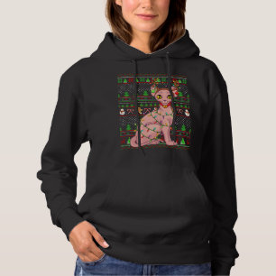 Ugly Xmas Sweater Style Lighting Sphynx Kat Christ Hoodie