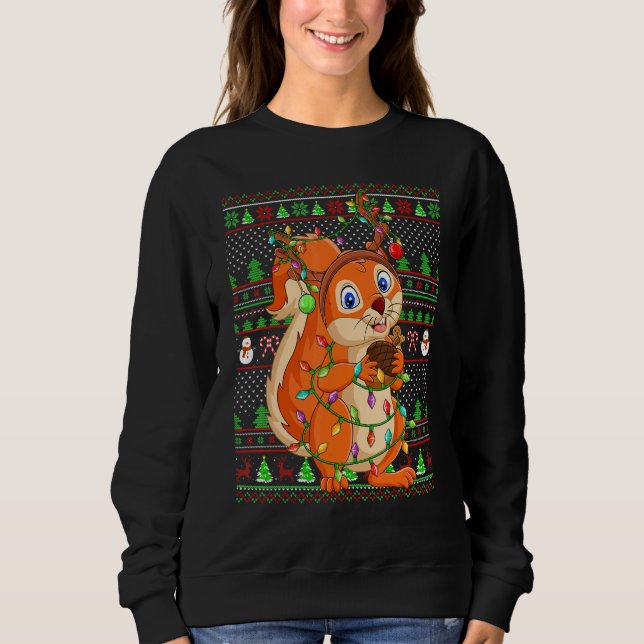 Ugly Xmas Sweater Style Lighting Squirrel Christma Sweatshirt (Vorderseite)