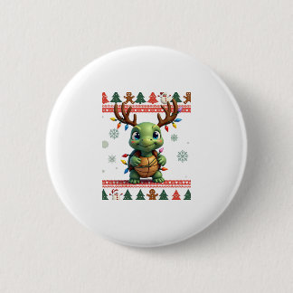 Ugly Xmas Sweater Style Lighting Turtle Christmas  Button