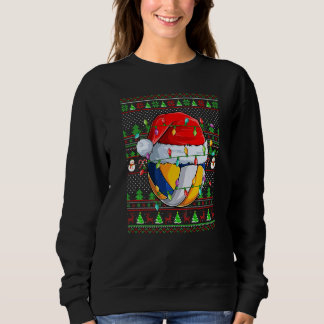 Ugly Xmas Sweater Style Lighting Volleyball Christ Sweatshirt
