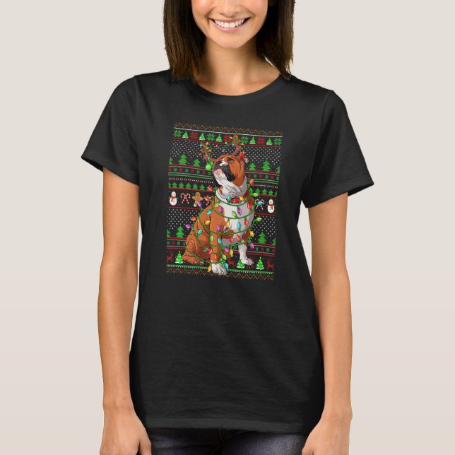 Ugly Xmas Sweater Style Lights English Bulldog Chr T-Shirt (Vorderseite)