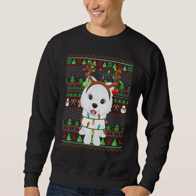 Ugly Xmas Sweater Style Lights Samoyed Dog Christm Sweatshirt (Vorderseite)
