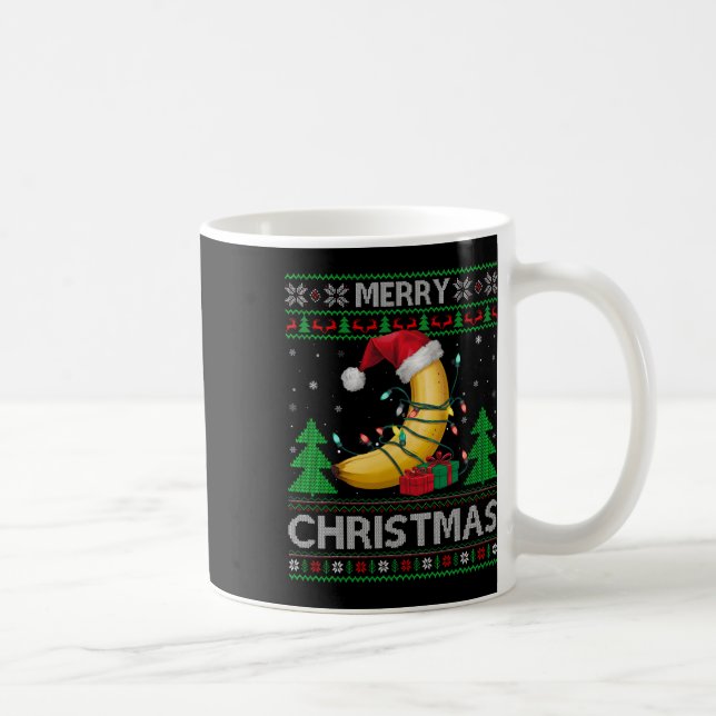 Ugly Xmas Sweater Style Lights Santa Banana Christ Kaffeetasse (Rechts)