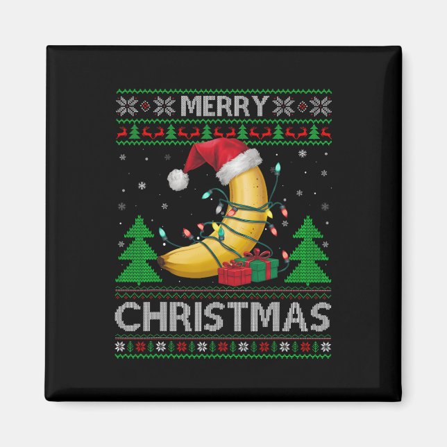 Ugly Xmas Sweater Style Lights Santa Banana Christ Magnet (Vorne)
