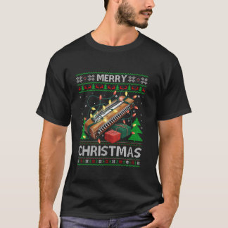 Ugly Xmas Sweater Style Musical Harmonica Christma T-Shirt