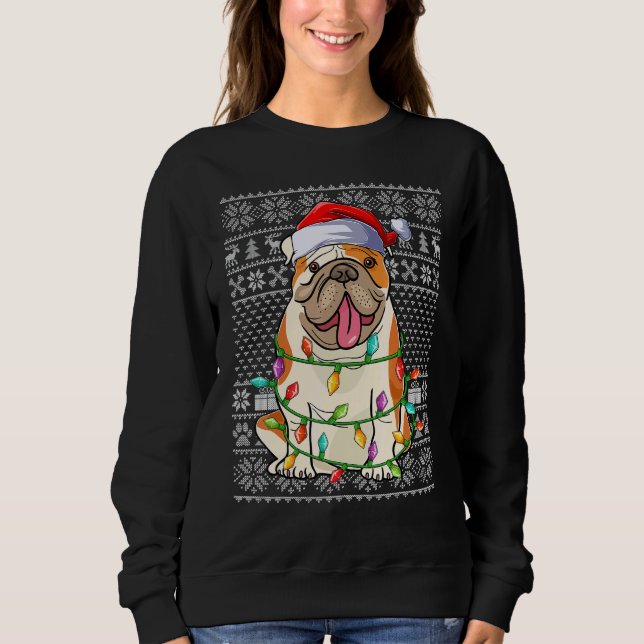 Ugly Xmas Sweater Style Santa American Bulldog Chr Sweatshirt (Vorderseite)