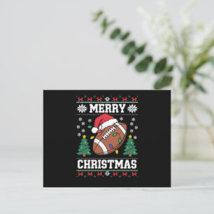 Ugly Xmas Sweater Style Santa American Football Feiertagspostkarte
