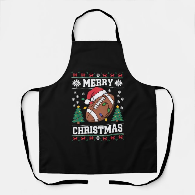 Ugly Xmas Sweater Style Santa American Football Schürze (Vorderseite)