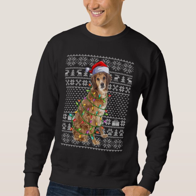 Ugly Xmas Sweater Style Santa Brittany Spaniel Dog Sweatshirt (Vorderseite)