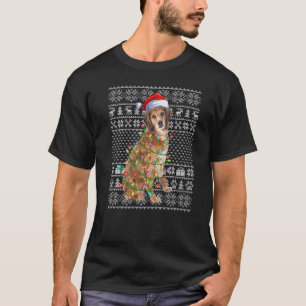 Ugly Xmas Sweater Style Santa Brittany Spaniel Dog T-Shirt