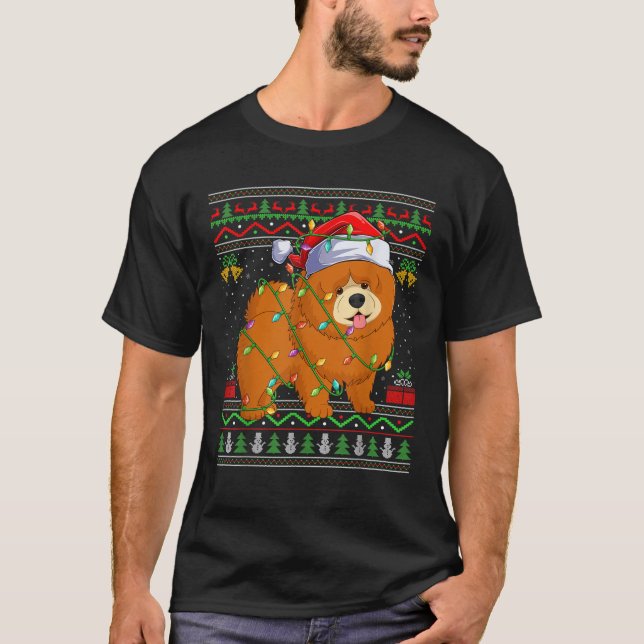 Ugly Xmas Sweater Style Santa Chow Chow Dog Christ T-Shirt (Vorderseite)
