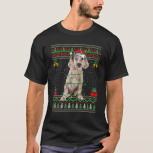 Ugly Xmas Sweater Style Santa English Setter Dog C T-Shirt