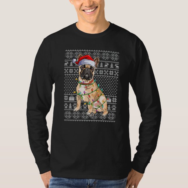 Ugly Xmas Sweater Style Santa French Bulldog Chris T-Shirt (Vorderseite)